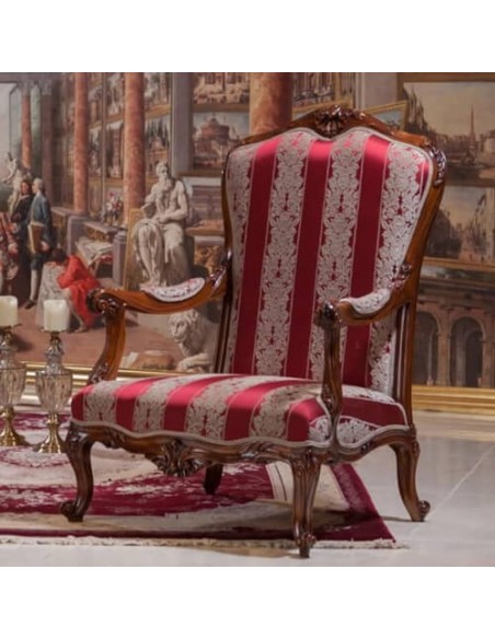 wood frame low-seated armchair