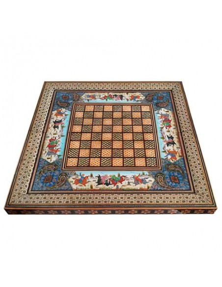 Persian Inlaid Chessboard | Hand carved Wooden Chessboard