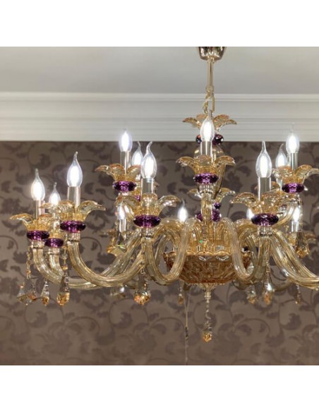 crystal candle style gold chandelier - details