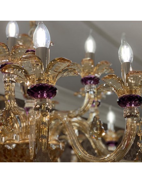 crystal candle style chandelier - flames details