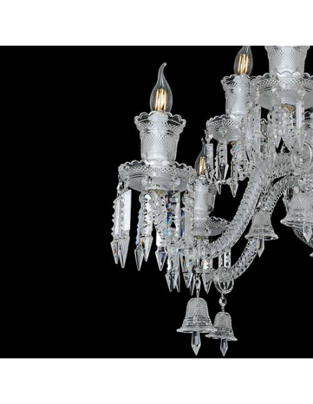 twelve-flame candle style crystal chandelier - details