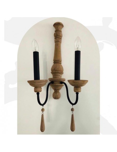biscotti 2-flame wooden carved wall light biscotti 2-flame wooden carved wall light