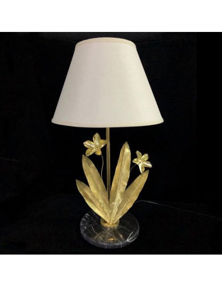 handmade brass flower table lamp - off