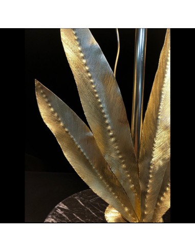 details of handmade brass flower table lamp