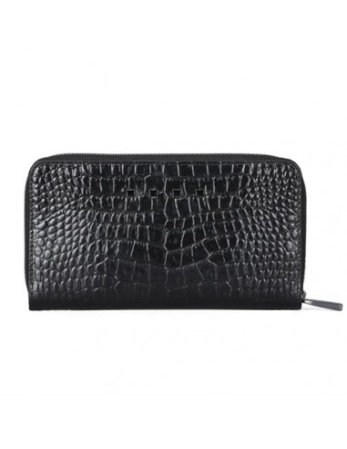 Buy black natural leather zipper wallet at the best price