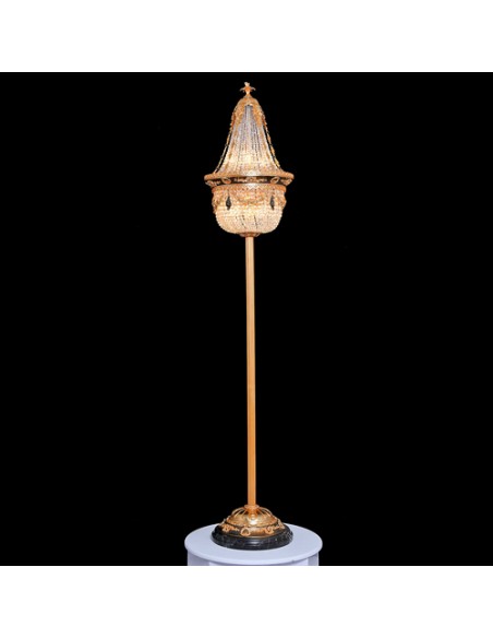 crystal beaded bronze floor lamp - dark background