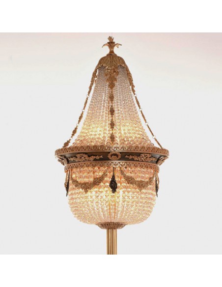 crystal beaded bronze floor lamp - zoomed