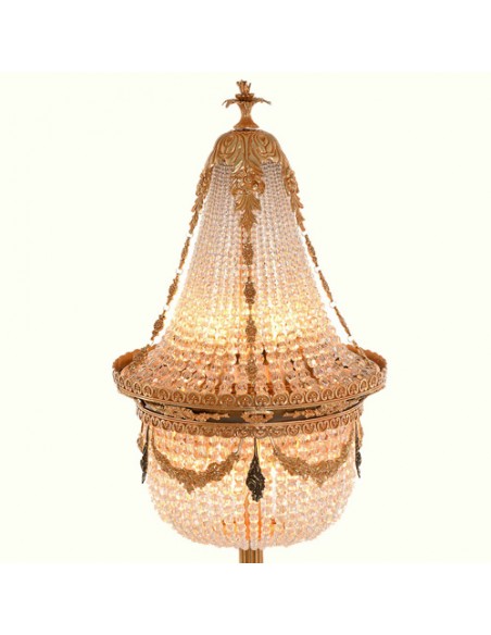 crystal beaded bronze floor lamp - top view