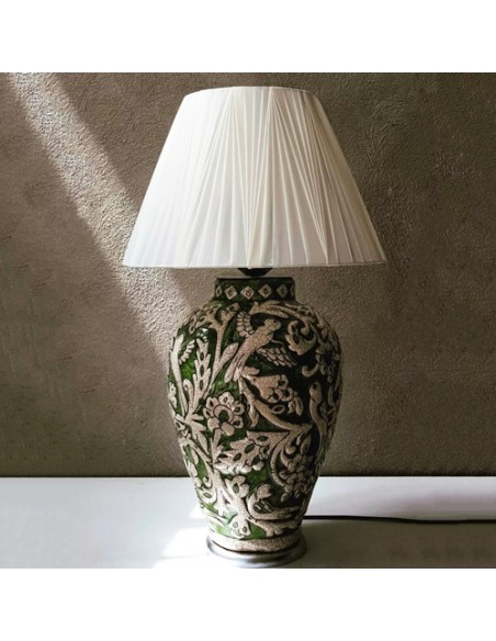 handmade green ceramic bedside lamp
