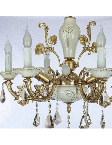 white brass chandelier - details
