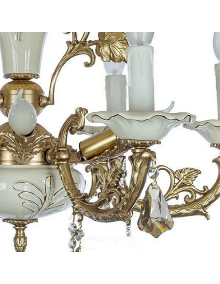 brass chandelier in white - zoomed