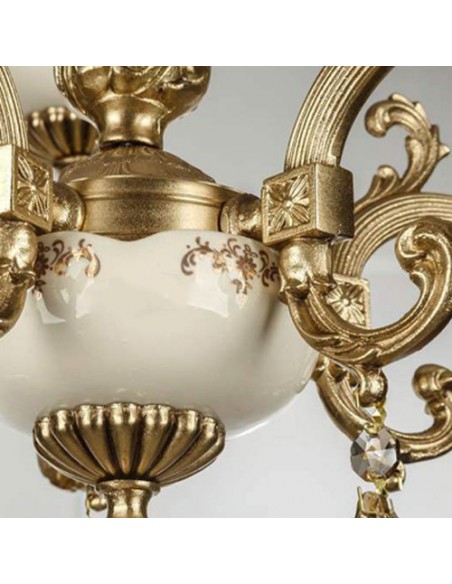 bronze chandelier light details