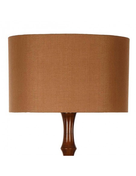 tan brown wooden floor lamp - shade