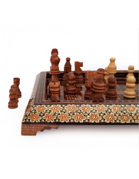 Chessboard made by inlaid technique on wood