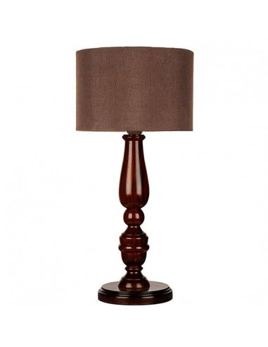 brown wooden table lamp with brown shade
