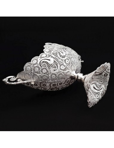 silver and copper filigree candy bowl