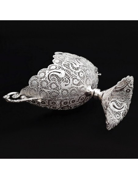 silver and copper filigree candy bowl