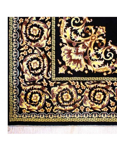 Persian Handmade 6X9 Black Silk Carpet Rc-304 side view