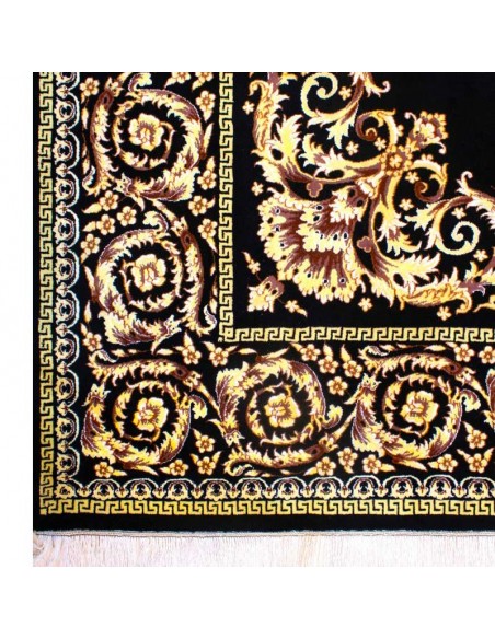 Persian Handmade 6X9 Black Silk Carpet Rc-304 side view