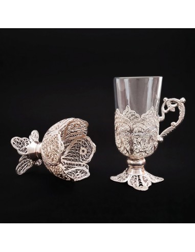 coffee cup and sugar bowl made by filigree technique
