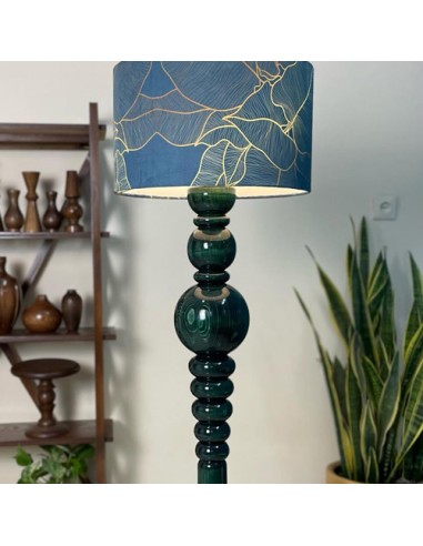 green wooden shaded lamp