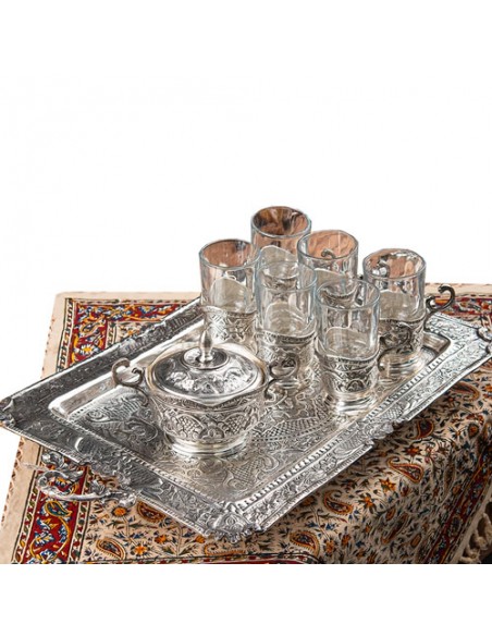 Tea coffee service set of brass with silver coating HC-1398