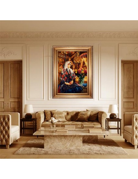 The GIrl in the Mirror Hall Silk 100% Hand-Woven Tableau Rug