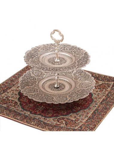 Handmade cake stand of brass with silver coating HC-1416