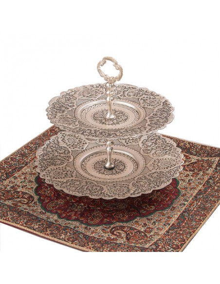 Handmade cake stand of brass with silver coating HC-1416