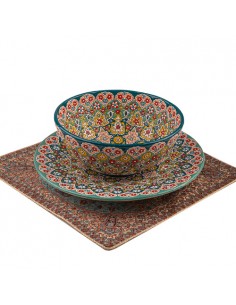 Hand-painted pottery plate & bowl set HC-1433