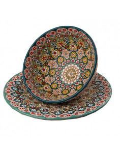 Hand-painted pottery plate & bowl set HC-1433 2