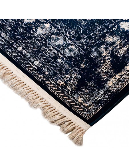 Machine-woven Vintage Navy Blue 6'X9' Carpet Rc-312 fringe