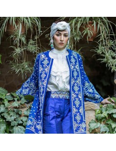 women's-blue-embroidered-long-coat-ac-1445 2