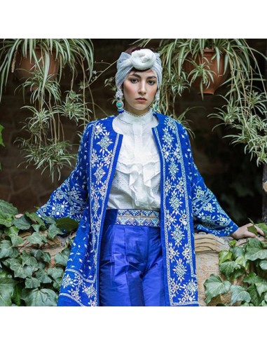 women's-blue-embroidered-long-coat