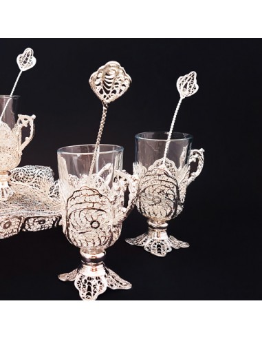 Cup and spoon of filigree coffee set HC-1470