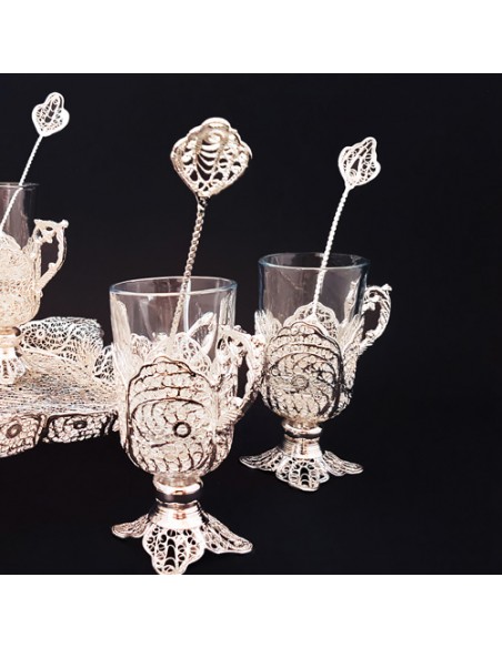Cup and spoon of filigree coffee set HC-1470