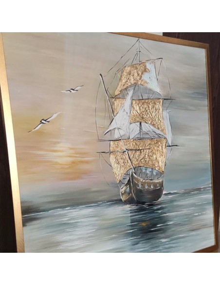 Ship painting for wall decor - details
