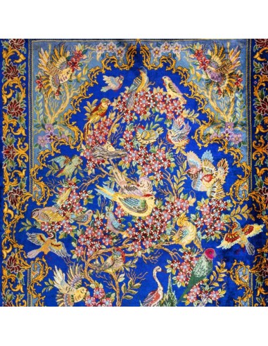 blue silk wall rug - details