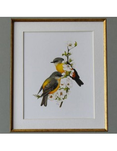 Persian Miniature Bird and flower Painting