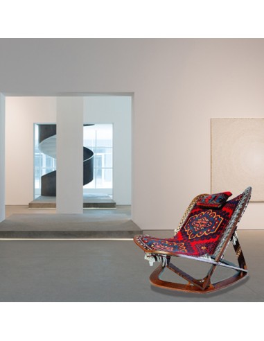 unique chair with rug fabric