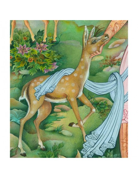 Persian miniature painting of jungle - details Persian miniature painting of jungle - details