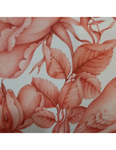 red Persian miniature painting - details