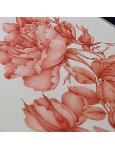 Persian miniature painting of bird and flower - details