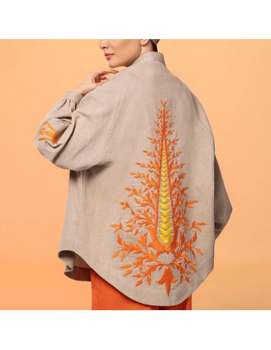embroidered-women's-orange-coat-ac-1568