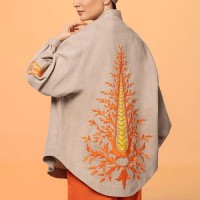 embroidered-women's-orange-coat-ac-1568