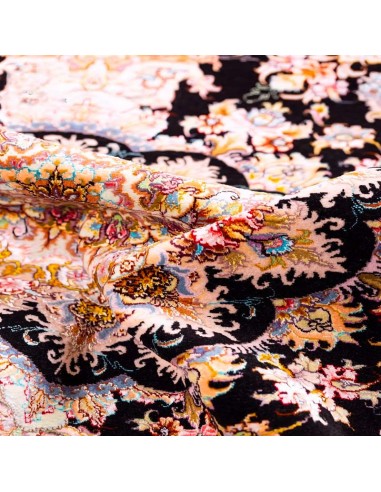 buy Persian Handmade Silk 4'X6' Black Carpet Rc-335