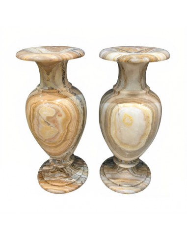 Pair of Stone Vases with Onyx Marbel Material HC-1645