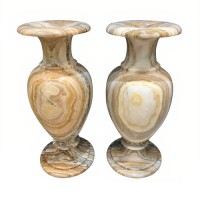 Pair of Stone Vases with Onyx Marbel Material HC-1645