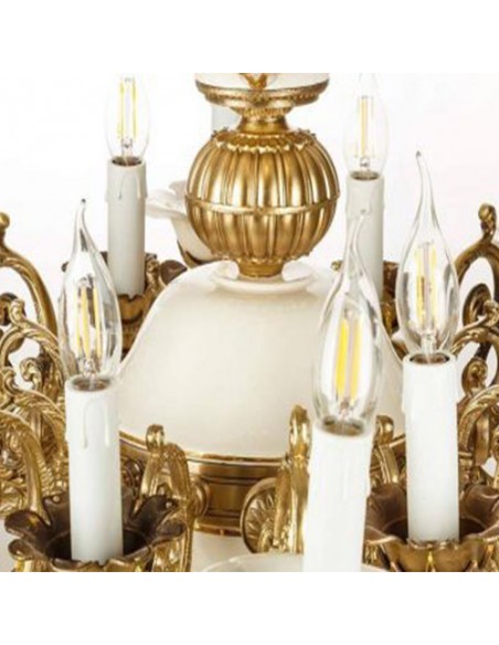 sculptural golden ceramic and brass chandelier
