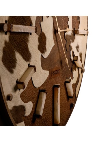 handmade brown horsehide wall clock